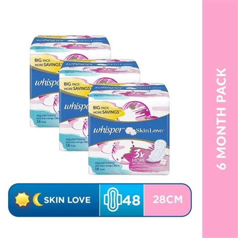 Best Sale℡ Whisper Skin Love Ultra Slim Long 28cm 48 Sanitary Pads