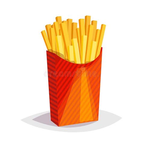 Colorful Cartoon Fast Food Icon On White Background French Fries