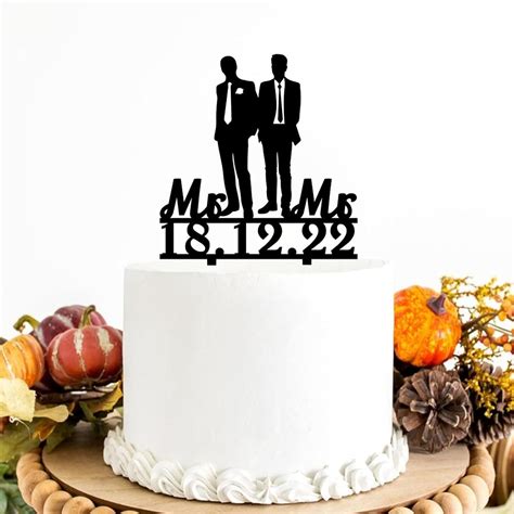 His And His Wedding Cake Topper Same Sex Silhouette Customized Mr Mr Wedding