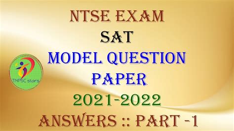 Ntse Exam Sat Model Question Paper With Answers Part Youtube