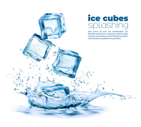 realistic ice cubes  corona water splash   vector art
