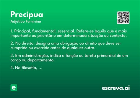 O Que Significa Precipua - Precípua - Significado e Sinônimo - escreva.ai