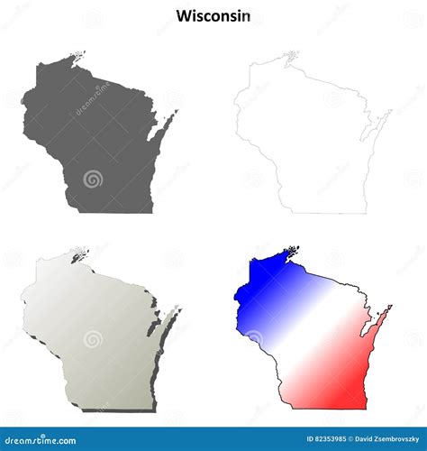 Wisconsin Outline Map State Shape Vector Illustration CartoonDealer