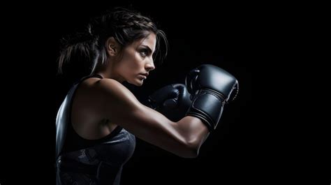 Premium Photo A Woman Wearing Boxing Gloves Is About To Kick A Punch