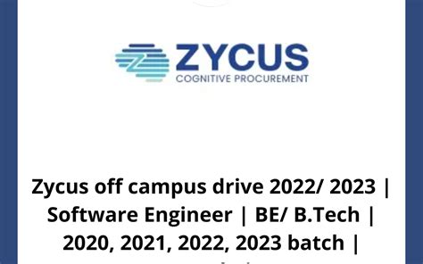 Zycus Off Campus Drive Software Engineer Be B Tech