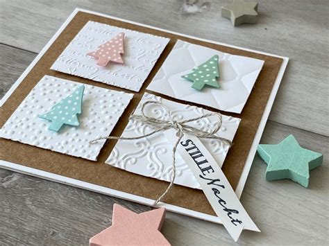 Schlichte Weihnachtskarte in Pastelltönen Stempelfantasie Stampin