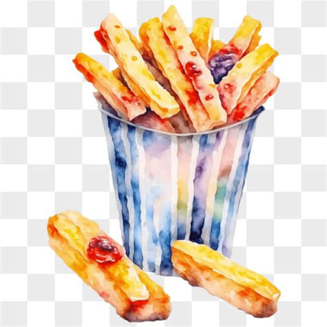 Descarga Pintura Acuarela Colorida De Deliciosas Papas Fritas Con