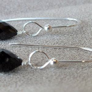 Black Spinel Sterling Silver Earrings Modern Contemporary Etsy