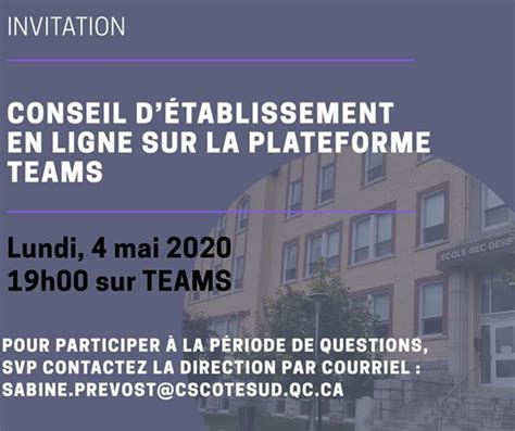 Invitation Au Conseil D Tablissement Cole Secondaire De Saint Anselme