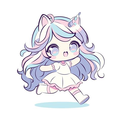 Kawaii Unicorn Girl 39944256 Vector Art at Vecteezy