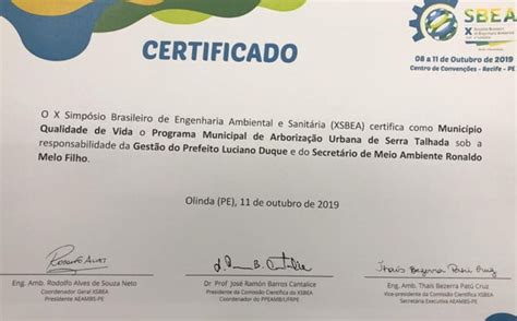 Plano de Arborização de Serra Talhada ganha certificado ambiental