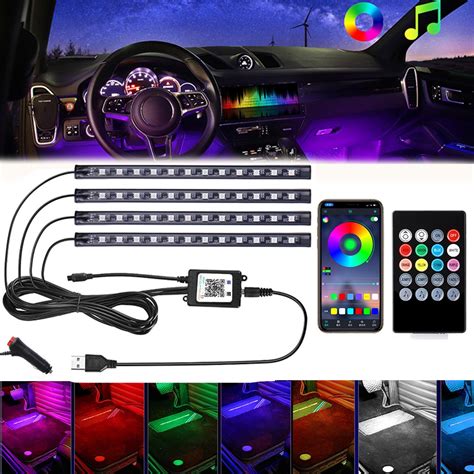 Led Car Foot Ambient Light Luz De Fundo Do Isqueiro Usb Rgb Auto