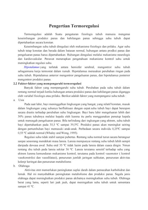 Pengertian Termoregulasi Eriko Pengertian Termoregulasi Termoregulasi Adalah Suatu Pengaturan