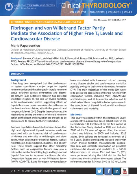 Fibrinogen And Von Willebrand Factor Partly Mediate The Association Of