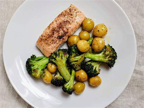 Healthy Salmon Dinner With Broccoli And Potatoes Cuisine With Me