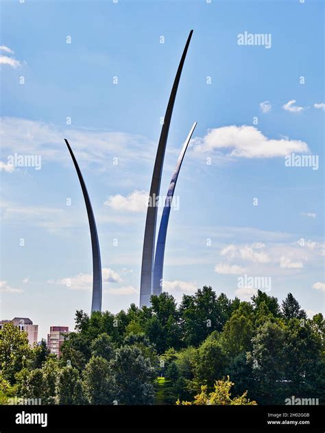 View of Air Force Memorial taken from Arlington National Cemetery in ...