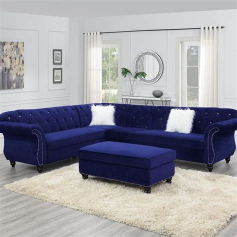 Jolanda Blue Sectional Sofa Cm6158bl Annabella Furniture Of America