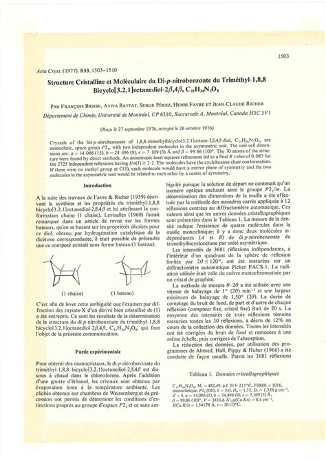 Pdf Structure Cristalline Et Mol Culaire Du Di P Nitrobenzoate Du