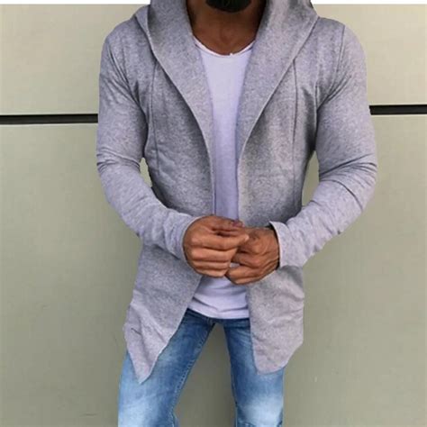 2018 Autumn Mens Hooded Cardigans Male Casual Long Hooded Cardigan