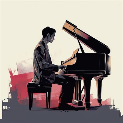 Premium AI Image | A drawing of a man playing a piano with the word piano on it.