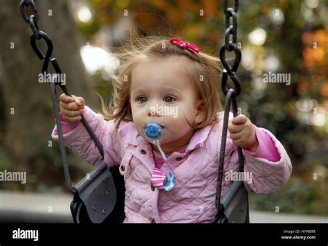 Adorable 15 Year Old Girl On A Swing Stock Photo Alamy