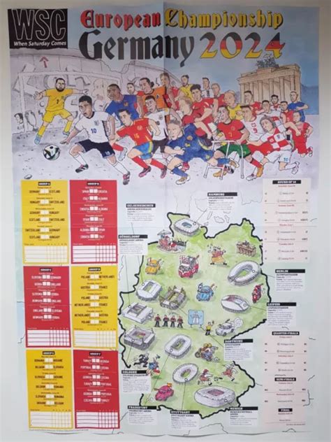 Euro Wallchart Poster Calcio Pianificatore Da Parete Campionato