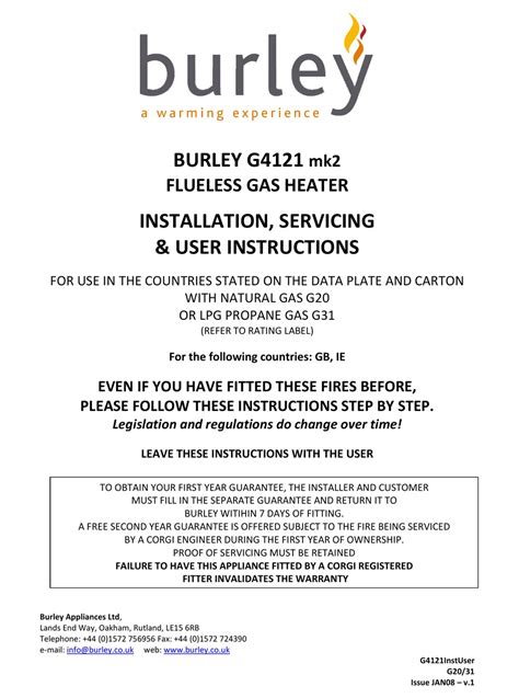 Burley G4121 Mk2 Installation And Users Instructions Pdf Download