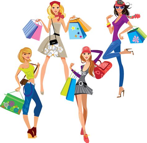 Happy Fashion Shopping Girl Vectors Graphic Art Designs In Editable Ai