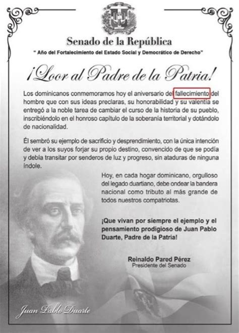 El Senado Se Confunde Con La Fecha De Juan Pablo Duarte Nistido