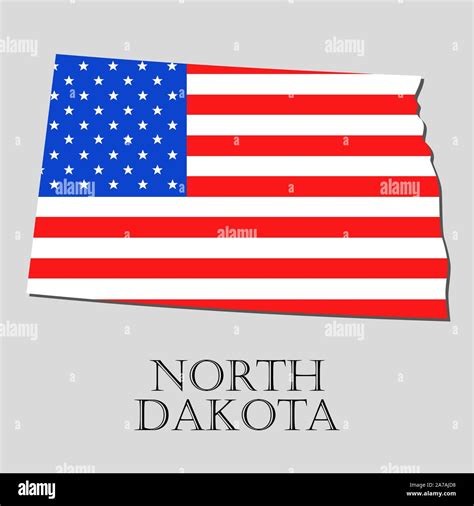 Map of the State of North Dakota and American flag illustration ...