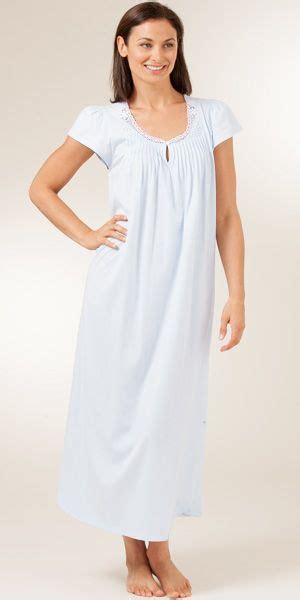 Cap Sleeve Carole Hochman Cotton Knit Nightgown Soft Blue Or Moonlit