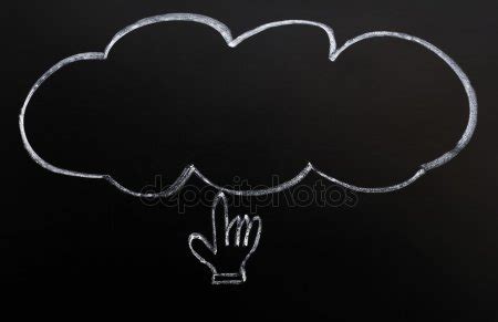 Arrows Pointing Up And Down On Cloud Shape Blackboard Stock Photo By