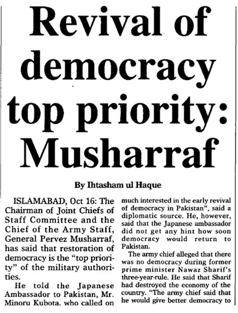 1999 Nawaz Sharifs Government Dismissed Musharraf Takes Over