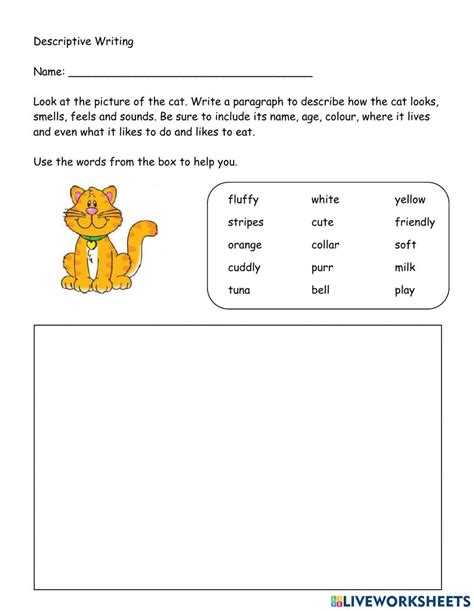 Descriptive Writing - Five Senses worksheet