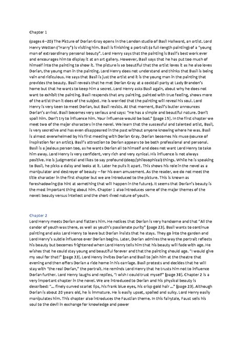 Chapter Summaries: The Picture of Dorian Gray (Chapters 1-20) - Studeersnel
