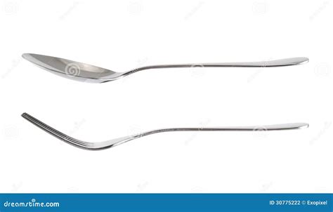 Fork And Spoon Kitchenware Isolated Over White Stock Photography