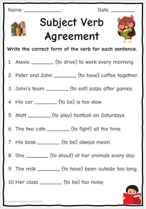 Subject Verb Agreement Worksheet Answers Printable Calendars At A Glance