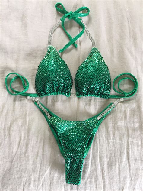 Competition Bikini Kelly Green Ombre Npc Ifbb Ocb Etsy