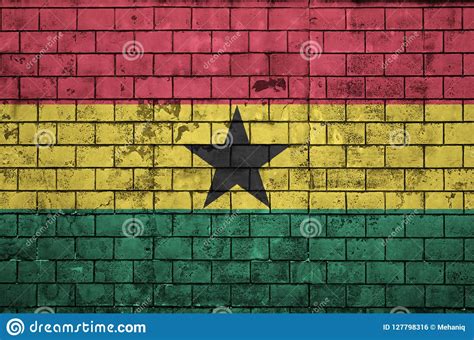 Ghana Flag Is Painted Onto An Old Brick Wall Stock Illustration