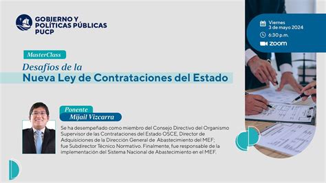 Masterclass Desafíos De La Nueva Ley De Contrataciones Del Estado