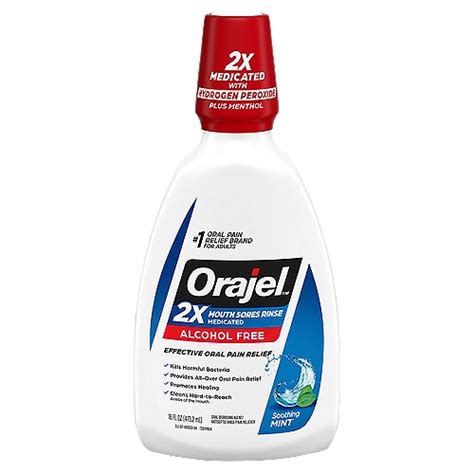 Orajel Soothing Mint 2x Medicated Mouth Sores Rinse 16 Fl Oz The Fresh Grocer