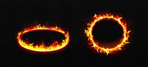 Round frames with fire. Burning rings with flame 18779081 Vector Art at ...