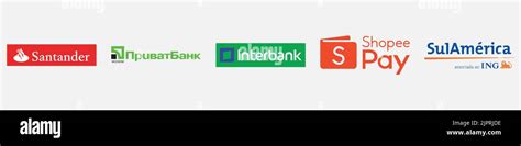 PrivatBank logo, Santander logo, Shopee Pay logo, SulAmerica logo, interbank logo, Finance logo ...