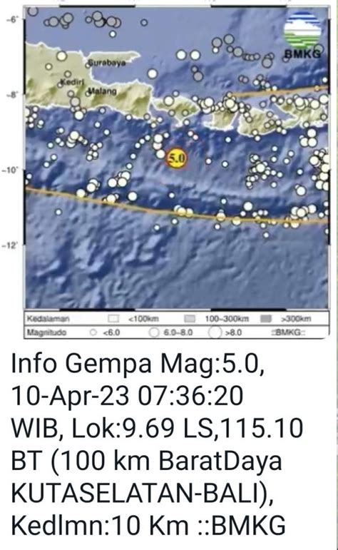 Gempa Bumi Magnitudo 50 Guncang Kuta Selatan Bali Terasa Hingga Mataram