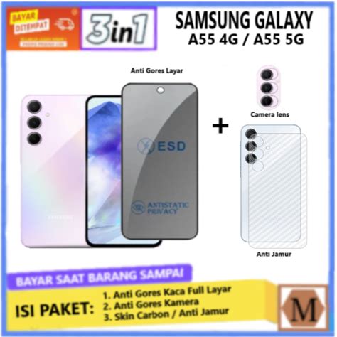 Jual Paket 3in1 Tempered Glass Anti Spy Samsung Galaxy A55 4G A55 5G