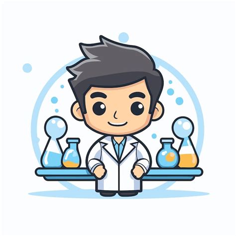 Premium Vector Scientist Man In Lab Coat Holding Test Tubes Vector