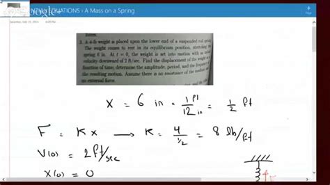 Solving A Spring Mass System Equation Of Motion 2nd Order Differential Equatio Youtube