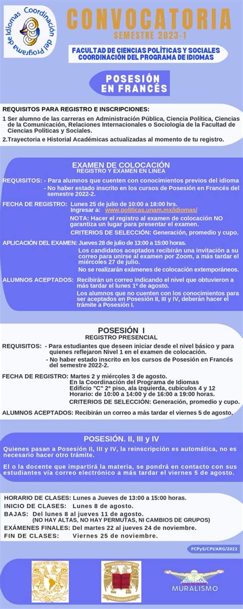 Fcpys Unam On Twitter Convocatoria Posesi N En Franc S Registro