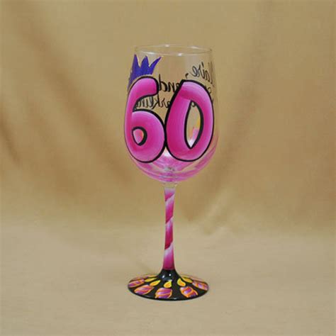 60th Birthday Personalized Hand Painted Wine Glass Etsy