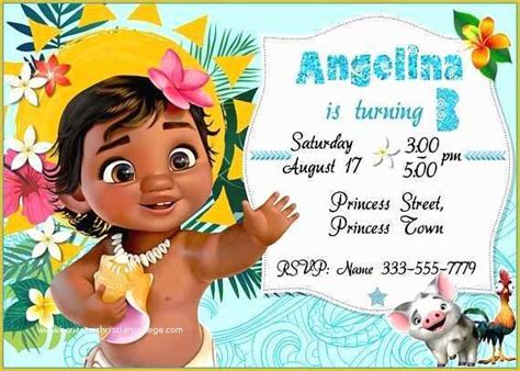 Baby Moana Invitation Template Free Of Baby Moana Invitation Template